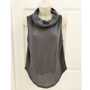Cowl Neck Knit Grey Sleeveless Top